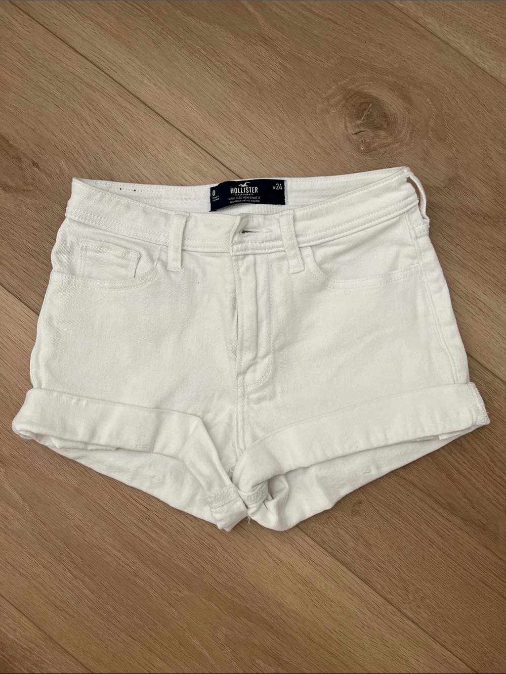 Hollister Women's White Rolled Hem Denim Shorts